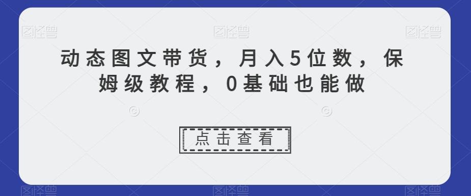 动态图文带货，月入5位数，保姆级教程，0基础也能做【揭秘】-谷进海小站