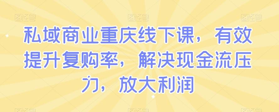私域商业重庆线下课，有效提升复购率，解决现金流压力，放大利润-谷进海小站