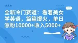 全新冷门赛道：看着美女学英语，篇篇爆火，单日涨粉10000+收入5000+-谷进海小站