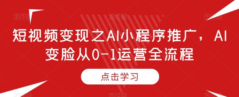 短视频变现之AI小程序推广，AI变脸从0-1运营全流程-谷进海小站