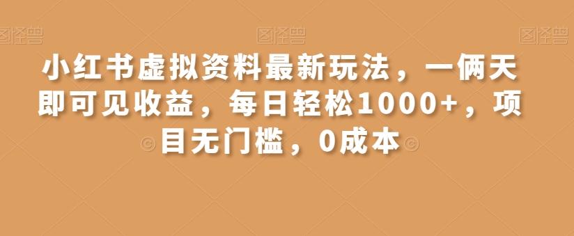 小红书虚拟资料最新玩法，一俩天即可见收益，每日轻松1000+，项目无门槛，0成本-谷进海小站
