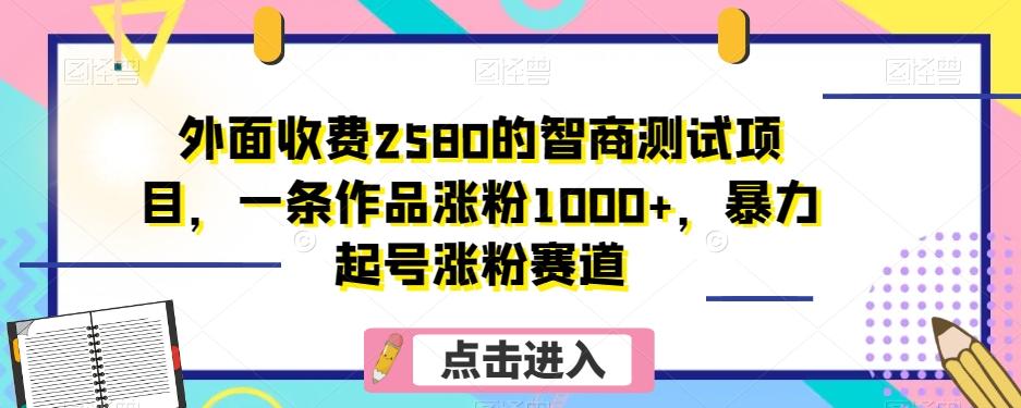 外面收费2580的智商测试项目，一条作品涨粉1000+，暴力起号涨粉赛道【揭秘】-谷进海小站