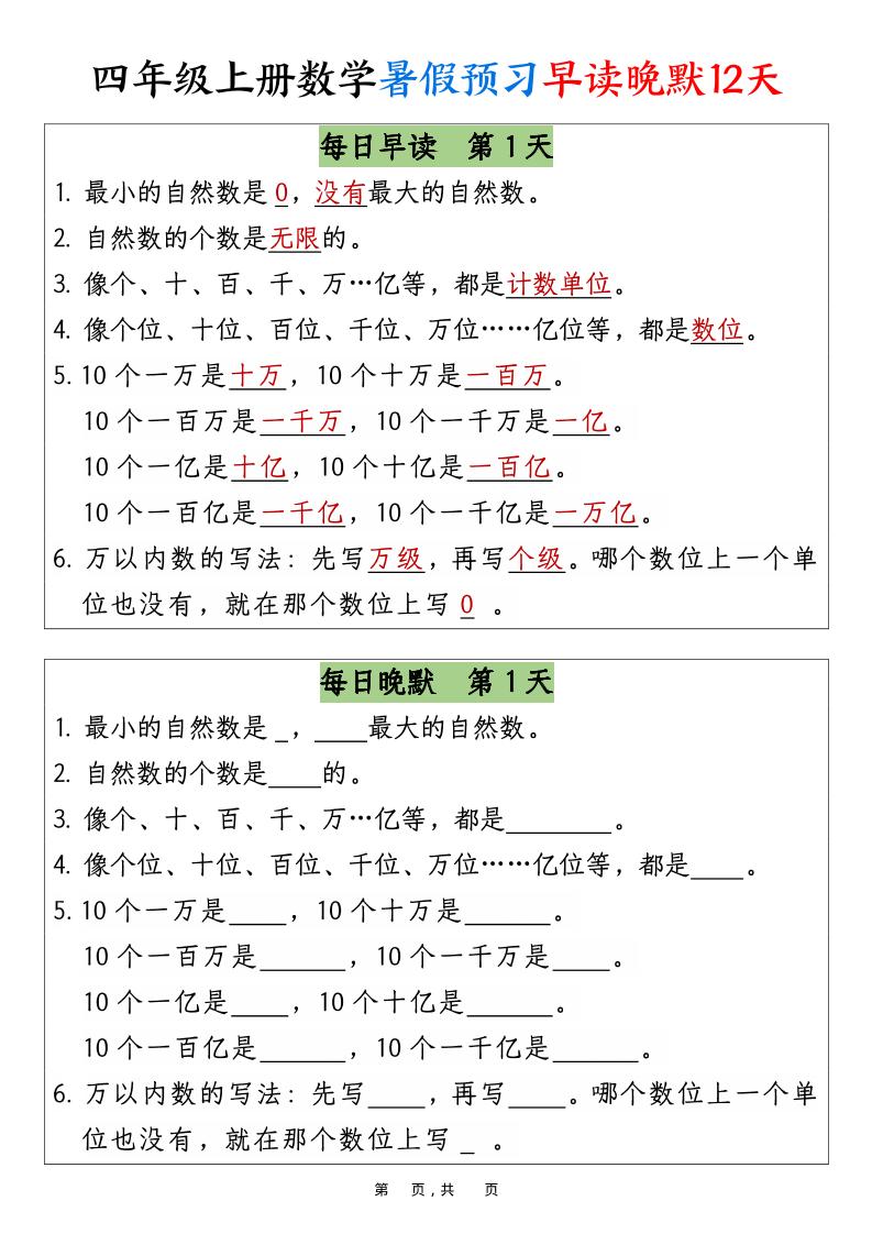 四上数学暑假预习早读晚默12天12页-谷进海小站