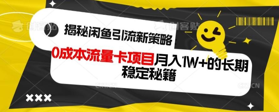 揭秘闲鱼引流新策略：0成本流量卡项目，月入1W+的长期稳定秘籍-谷进海小站