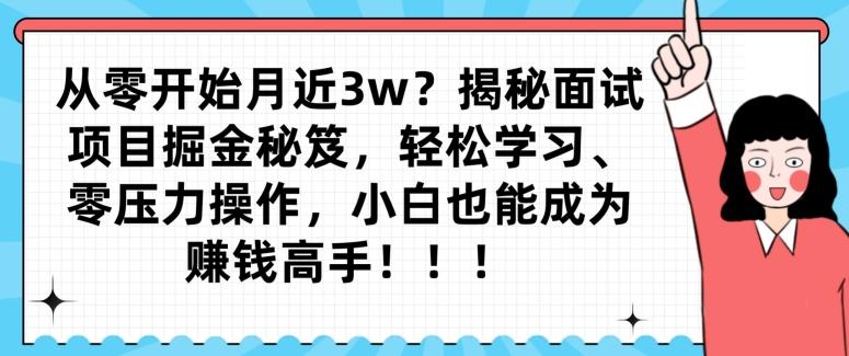 从零开始月近3w？揭秘面试项目掘金秘笈，轻松学习、零压力操作，小白也能成为赚钱高手-谷进海小站