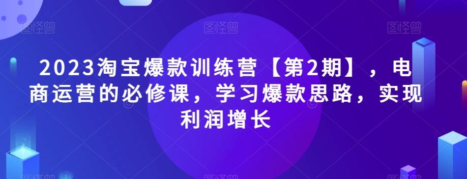 2023淘宝爆款训练营【第2期】，电商运营的必修课，学习爆款思路，实现利润增长-谷进海小站