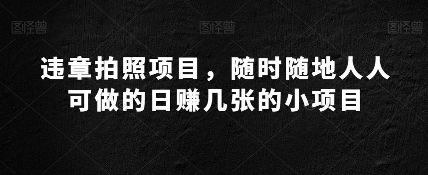 违章拍照项目，随时随地人人可做的日赚几张的小项目-谷进海小站