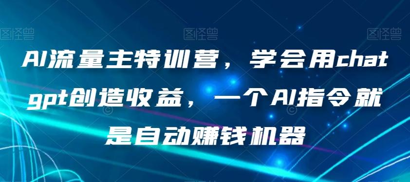AI流量主特训营，学会用chatgpt创造收益，一个AI指令就是自动赚钱机器-谷进海小站