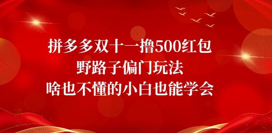 拼多多双十一撸500红包野路子偏门玩法，啥也不懂的小白也能学会【揭秘】-谷进海小站