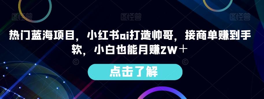 热门蓝海项目，小红书ai打造帅哥，接商单赚到手软，小白也能月赚2W＋-谷进海小站