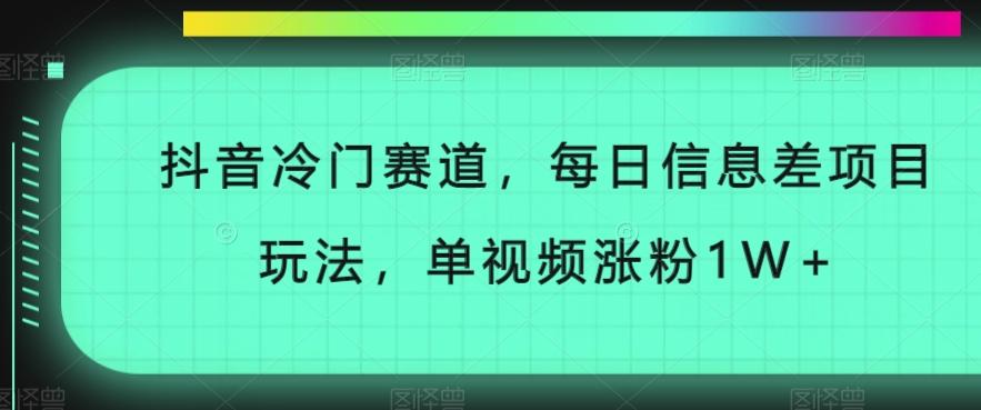 抖音冷门赛道，每日信息差项目玩法，单视频涨粉1W+-谷进海小站