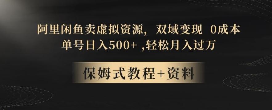 阿里闲鱼卖虚拟资源，双域变现，0成本，日入500+，轻松月入过万-谷进海小站