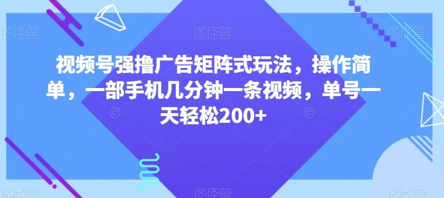视频号强撸广告矩阵式玩法，操作简单，一部手机几分钟一条视频，单号一天轻松200+【揭秘】-谷进海小站