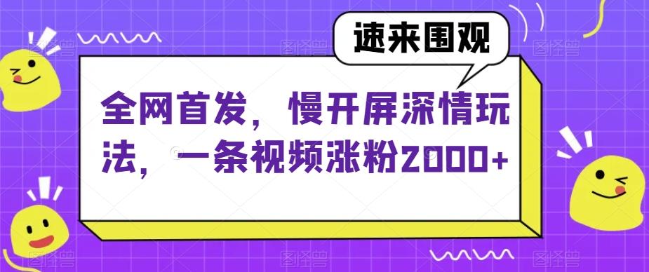全网首发，慢开屏深情玩法，一条视频涨粉2000+【揭秘】-谷进海小站