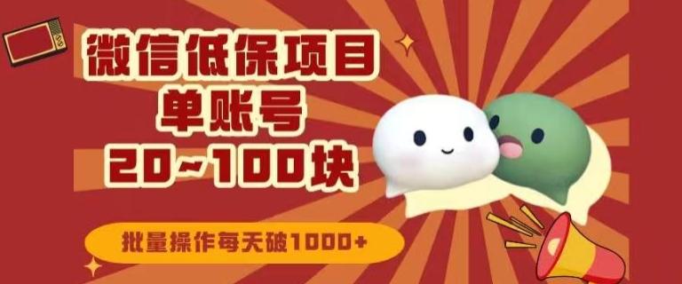微信领低保单账号20元-100元，批量操作每天破1000+-谷进海小站