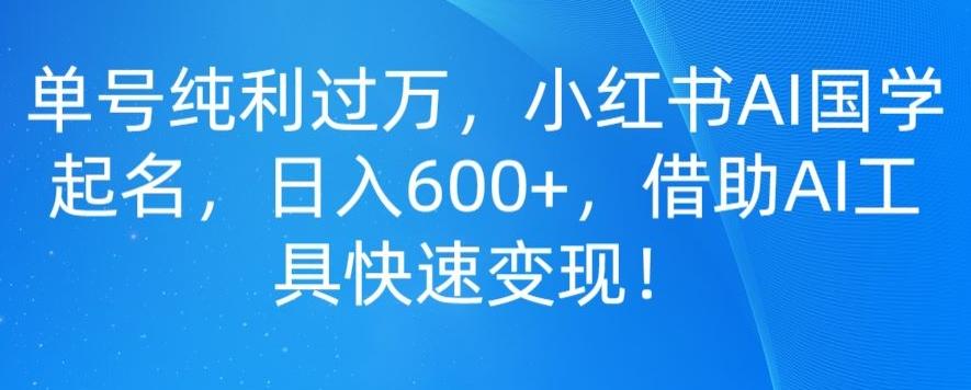 单号纯利过万，小红书AI国学起名，日入600+，借助AI工具快速变现-谷进海小站