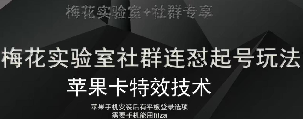 梅花实验室社群视频号连怼起号玩法，最新苹果卡特效技术-谷进海小站