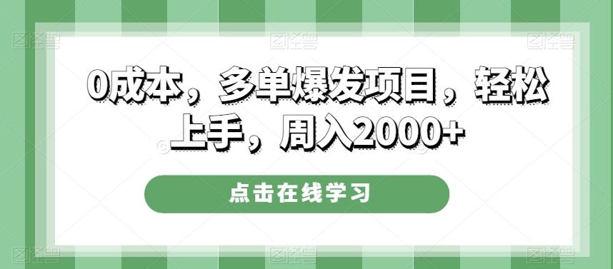0成本，多单爆发项目，轻松上手，周入2000+-谷进海小站