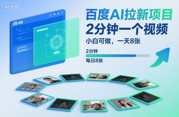 百度AI拉新项目，2分钟一个视频，小白可做，一天8张【附案例+保姆级教程】-谷进海小站