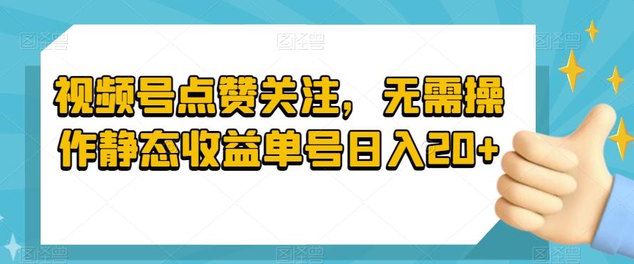 视频号点赞关注，无需操作静态收益单号日入20+-谷进海小站