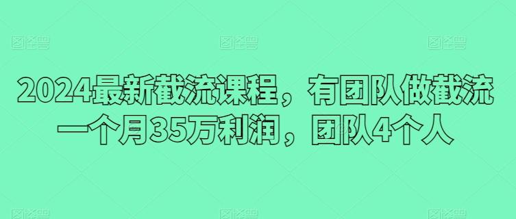 2024最新截流课程，有团队做截流一个月35万利润，团队4个人-谷进海小站
