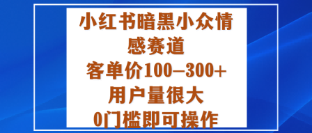 小红书暗黑小众情感赛道，客单价100-300+用户量很大，0门槛即可操作-谷进海小站