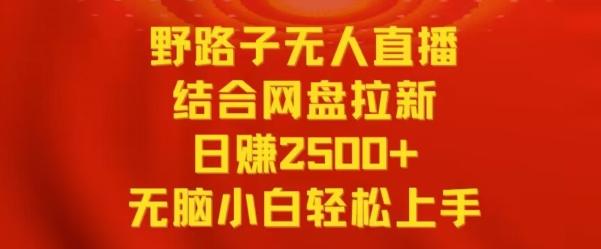 野路子无人直播结合网盘拉新，日赚2500+，小白无脑轻松上手【揭秘】-谷进海小站