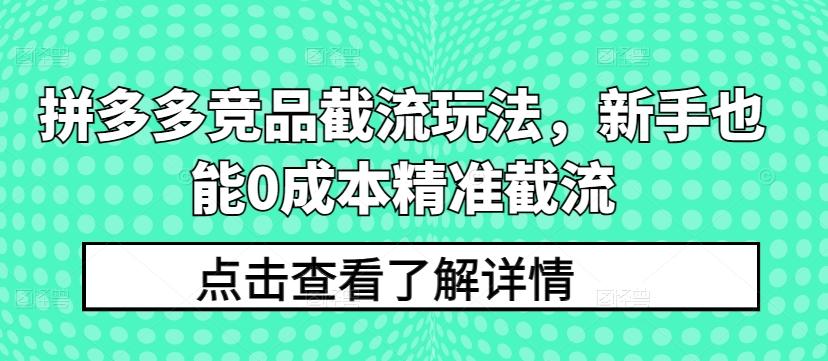 拼多多竞品截流玩法,新手也能0成本精准截流-谷进海小站