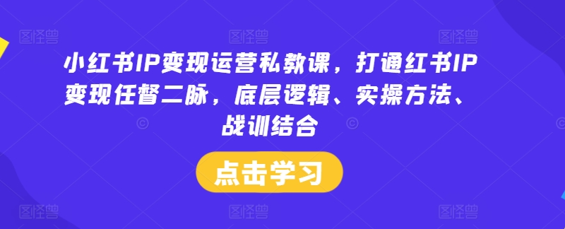 小红书IP变现运营私教课，打通红书IP变现任督二脉，底层逻辑、实操方法、战训结合-谷进海小站