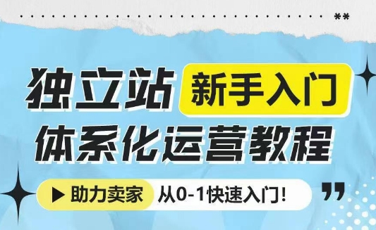 独立站新手入门体系化运营教程，助力独立站卖家从0-1快速入门!-谷进海小站