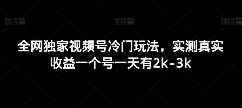 全网独家视频号冷门玩法，实测真实收益一个号一天有2k-3k-谷进海小站