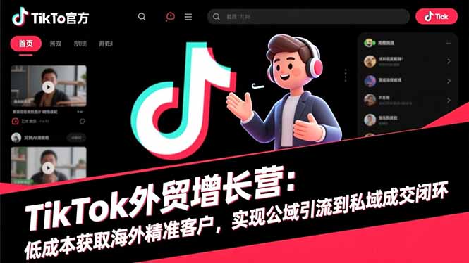 TikTok外贸增长营：低成本获取海外精准客户，实现公域引流到私域成交闭环-谷进海小站
