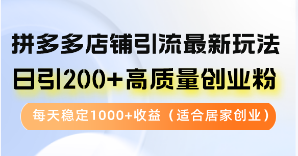 拼多多店铺引流最新玩法，日引200+高质量创业粉，每天稳定1000+收益(…-谷进海小站
