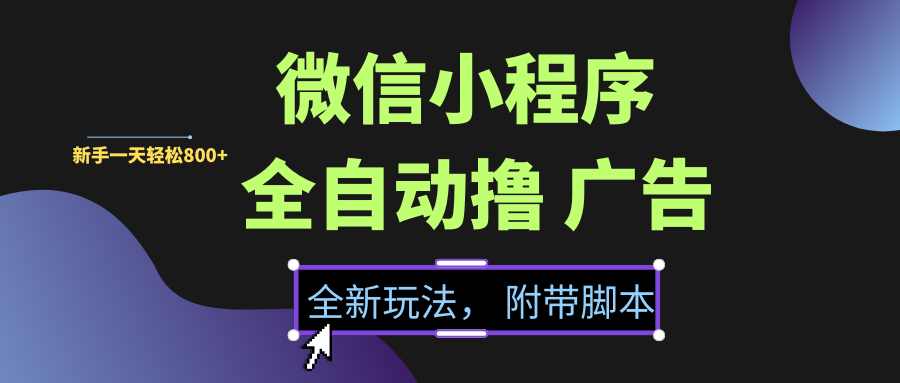微信小程序挂机撸广告，全新玩法，新手一天轻松800+【附带脚本】-谷进海小站