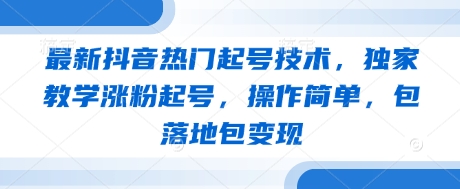 最新抖音热门起号技术，独家教学涨粉起号，操作简单，包落地包变现-谷进海小站
