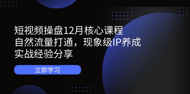 短视频操盘12月核心课程：自然流量打通，现象级IP养成，实战经验分享-谷进海小站
