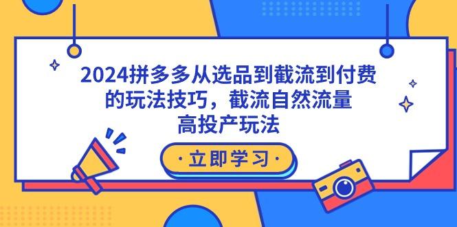2024拼多多从选品到截流到付费的玩法技巧，截流自然流量玩法，高投产玩法-谷进海小站