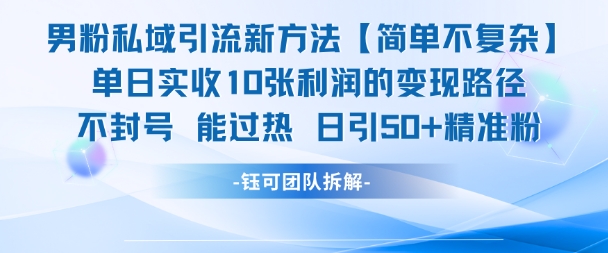 男粉私域引流新方法，单日收10张利润，日引流50+精准粉-谷进海小站