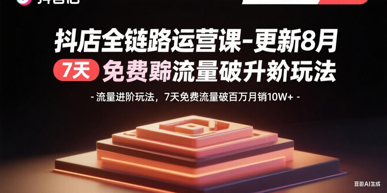 抖店全链路运营课-更新8月：流量进阶玩法，7天免费流量破百万月销10W+-谷进海小站