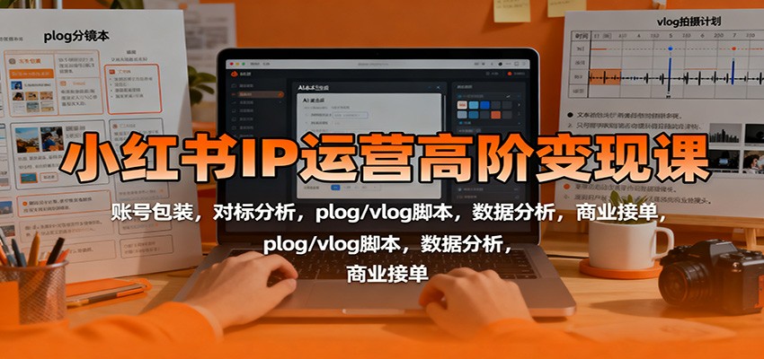 小红书IP运营高阶变现课：账号包装，对标分析，plog/vlog脚本，数据分析，商业接单-谷进海小站