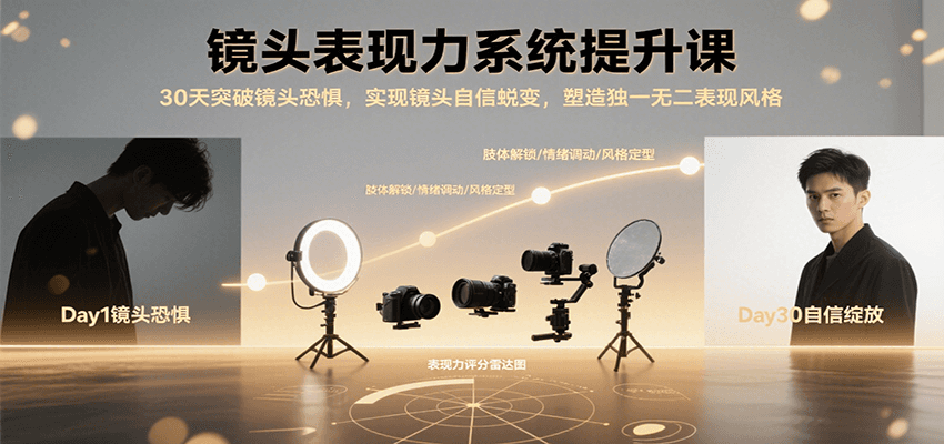 镜头表现力系统提升课，30天突破镜头恐惧实现自信蜕变，塑造独一无二表现风格-谷进海小站