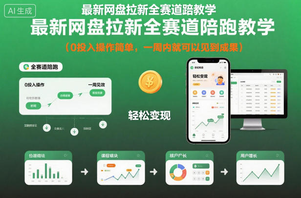 最新网盘拉新全赛道陪跑教学，0投入操作简单，一周内就可以见到成果-谷进海小站