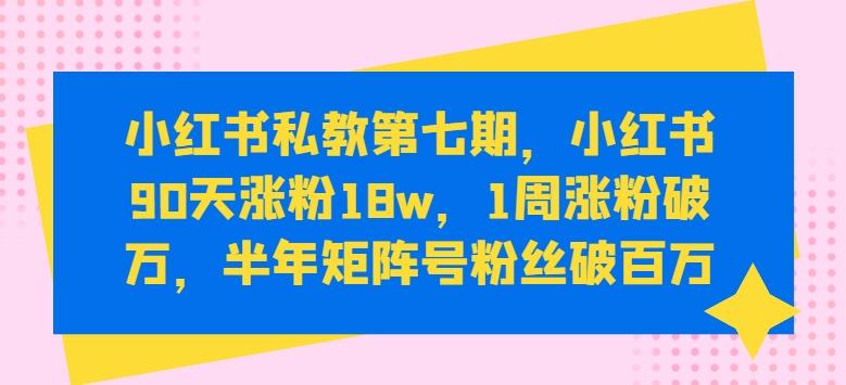小红书私教第七期，小红书90天涨粉18w，1周涨粉破万，半年矩阵号粉丝破百万-谷进海小站
