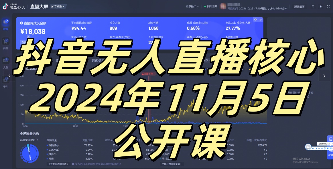 抖音无人直播核心公开课，咸鱼翻身小白可做带有睡后收入月入过万太简单【揭秘】-谷进海小站
