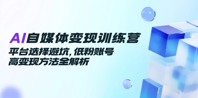 AI自媒体变现训练营，平台选择避坑，低粉账号高变现方法全解析-谷进海小站