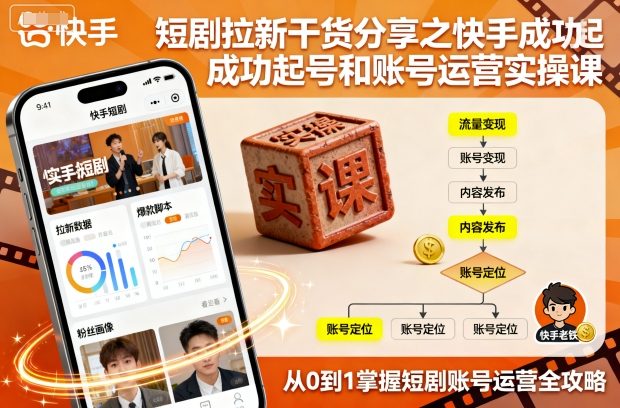 短剧拉新干货分享之快手成功起号和账号运营实操课-谷进海小站