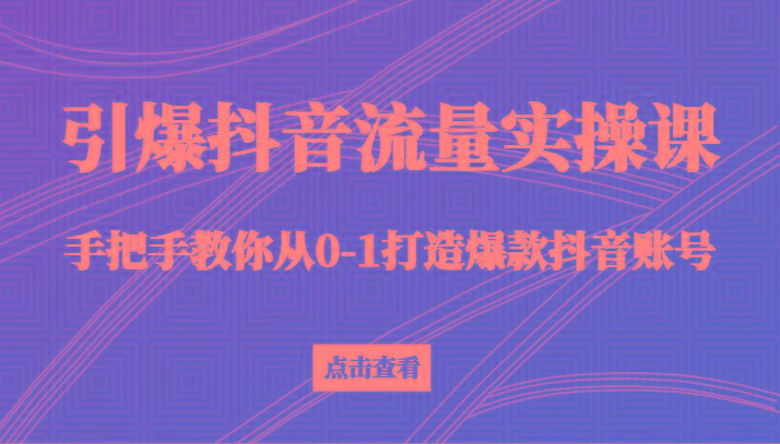 引爆抖音流量实操课，手把手教你从0-1打造爆款抖音账号(27节课)-谷进海小站