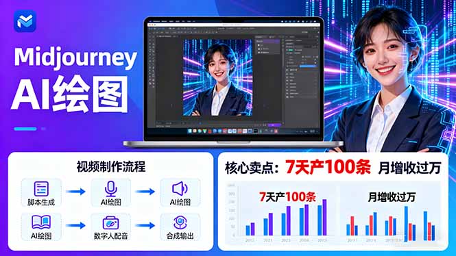 AI绘图照片开口说话视频制作：Midjourney+数字人，7天产100条月增收过万-谷进海小站