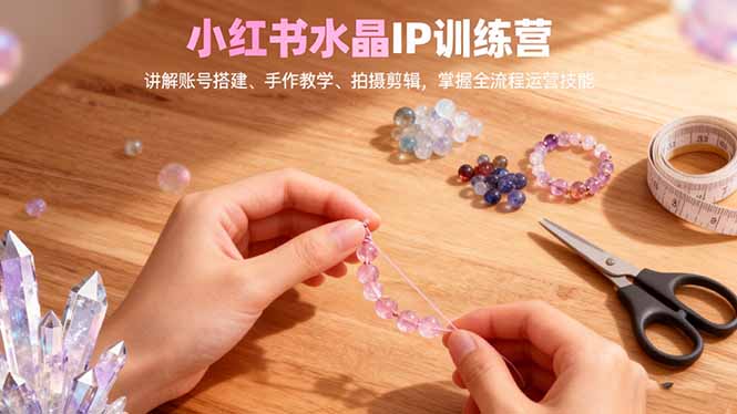 小红书水晶IP训练营，讲解账号搭建、手作教学、拍摄剪辑，全流程运营技能-谷进海小站