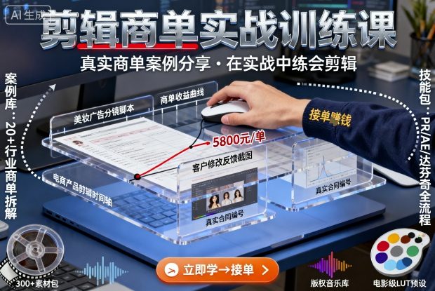 剪辑商单实战训练课，真实商单案例分享，在实战中练会剪辑-谷进海小站